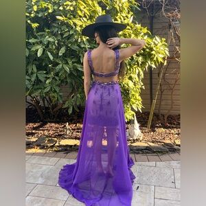 SHERRI HILL Purple Ombré Open Back Dress